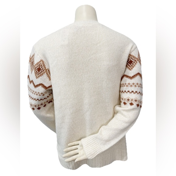 The Children’s Place Women’s L Metallic Thread Fair Isle Sweater Cream Tan NWT - Picture 3 of 8